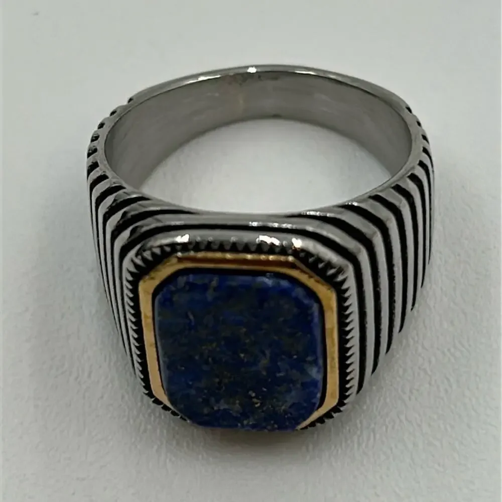 Lapis Lazuli Natural Gemstone Handmade Men's Ring Size 9 NWT